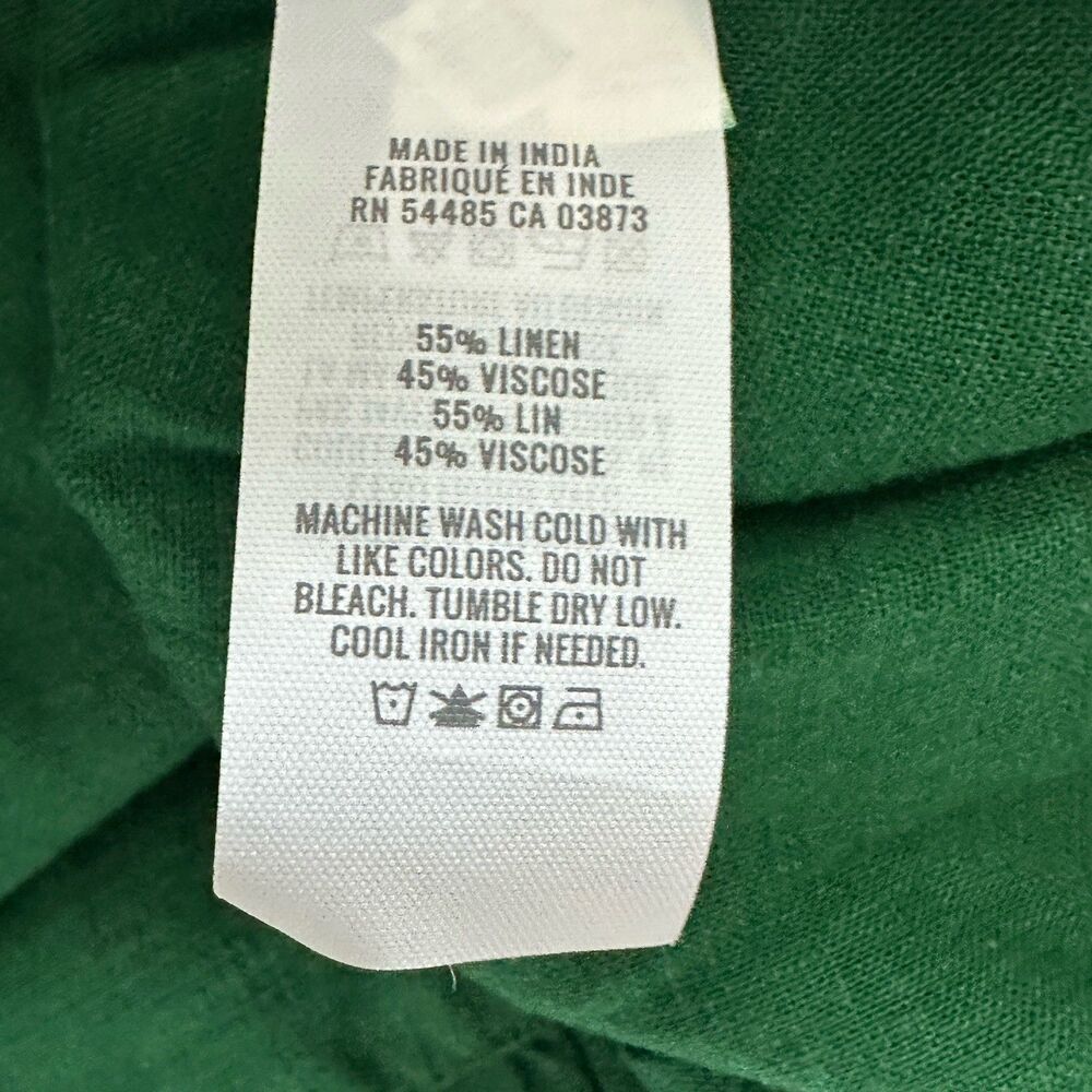 Aerie Emerald Mini Dress Sz M Green Linen Flutter Mini Babydoll Cottagecore - Picture 5 of 7
